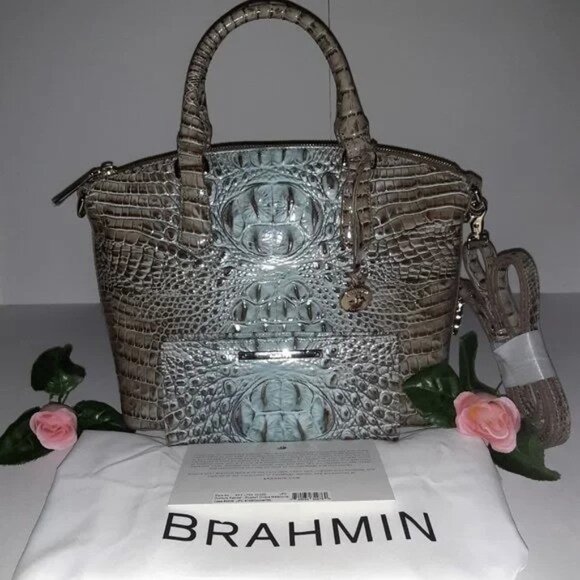 (NOT FOR SALE) Authentic Nwt Brahmin Duxbury Bluebell Ombre Croc Medium Satchel - Picture 1 of 10